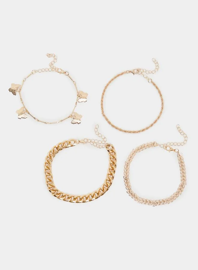 Pack of 4 - Gold Chain Bracelet